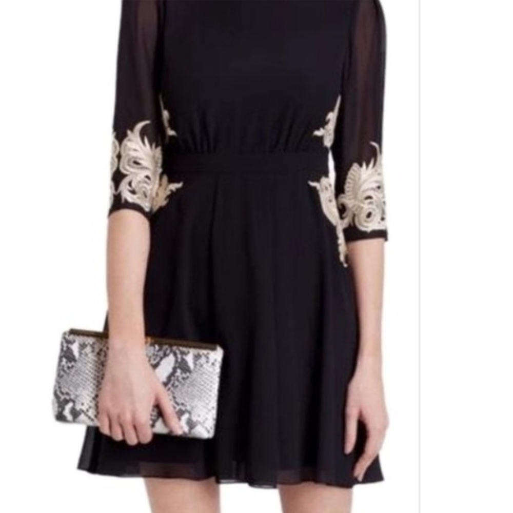 Ted Baker London Dress - Black with gold embroidery